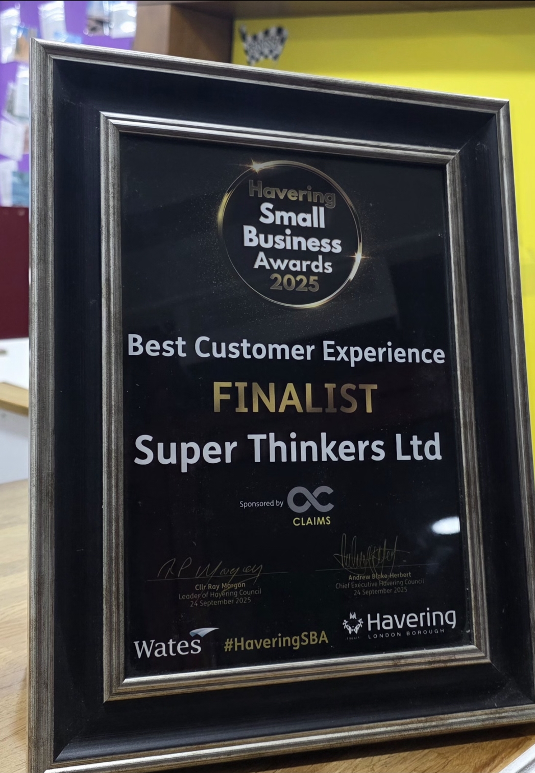 Proud Finalists for Best Customer Experience in Havering